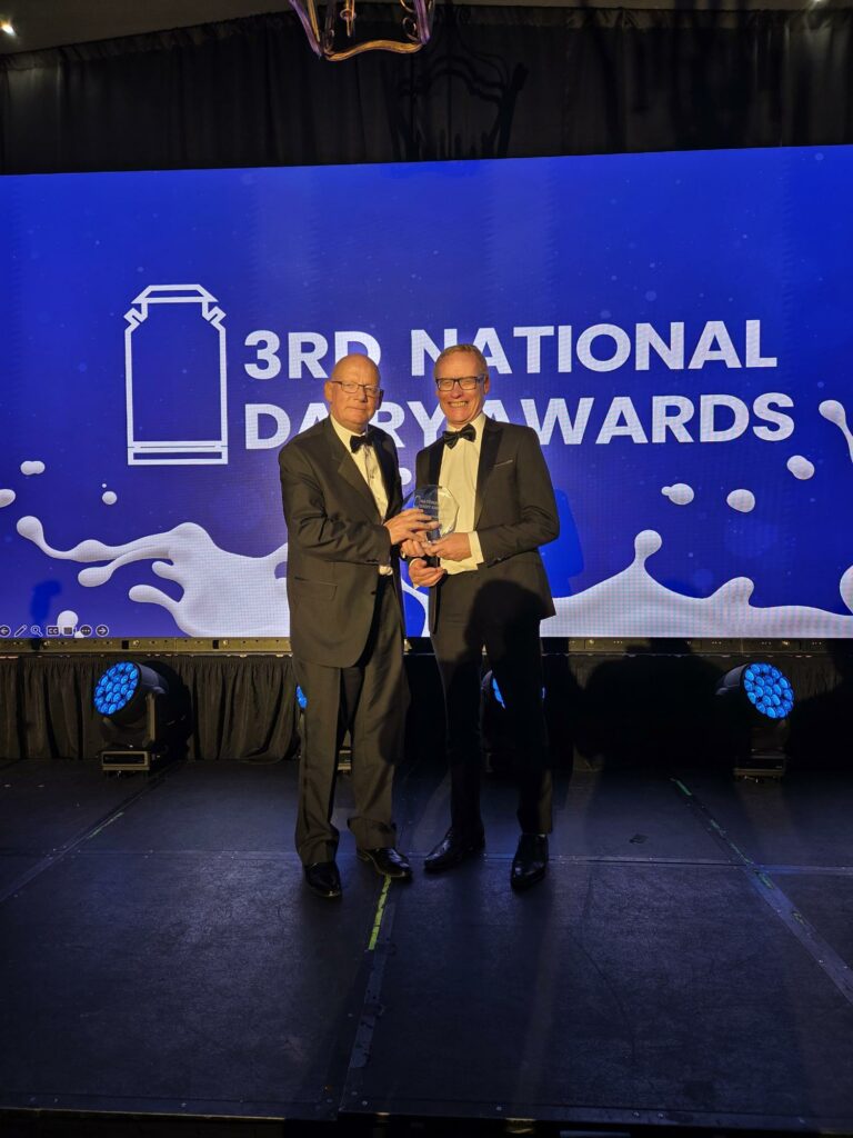 Colin Donnery, Group CEO of FRS Co-Op accepts award for Best Dairy Sustainability Driver at National Dairy Awards 2025